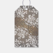 レースウッドおよび金ゴールド素朴紙吹雪結婚ズ ギフトタグ (裏面)
