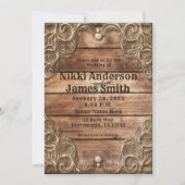 レースウッド素朴ヴィンテージウェスタンエレガントウェディング 招待状 (正面)