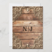 レースウッド素朴ヴィンテージウェスタンエレガントウェディング 招待状 (裏面)