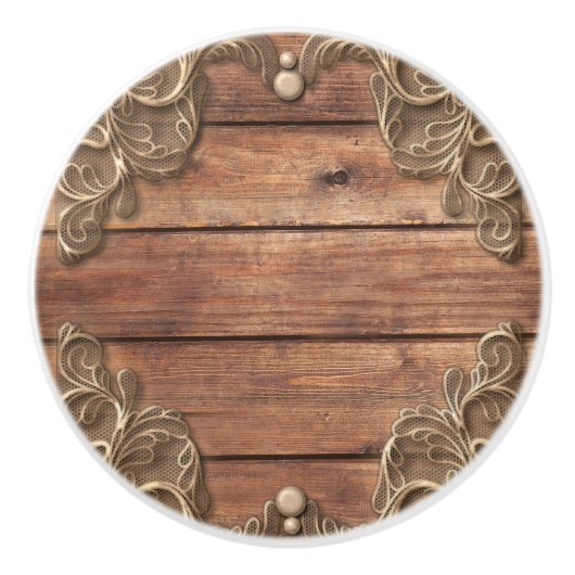 レースウッド素朴ヴィンテージウェスタンエレガントファームハウス セラミックノブ (正面)