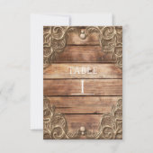 レースウッド素朴ヴィンテージ西テーブル番号 招待状 (正面)