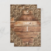 レースウッド素朴ヴィンテージ西テーブル番号 招待状 (正面/裏面)