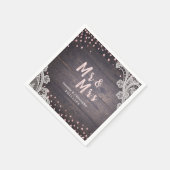 レースウッド赤面グリッターミスター・アンド・ミセス結婚・ルステック スタンダードカクテルナプキン (角)