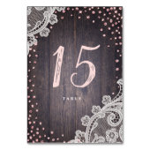 レースウッド赤面グリッターラス結婚ティックのテーブルカード テーブルナンバー (裏面)