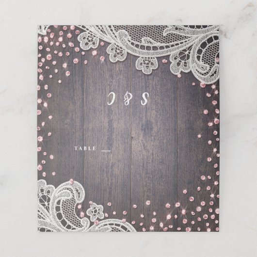 レースウッド赤面グリッターラス結婚ティック座席表 プレイスカード (外部開封)