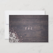 レースウッド赤面グリッター素朴な結婚式RSVP 出欠カード (裏面)