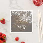 レースウッド金ゴールド紙吹雪素朴国 スタンダードカクテルナプキン (インサイチュ)