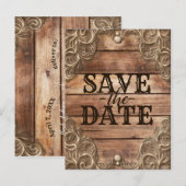 レースウッド ラスティック ヴィンテージ ウエスタン セイブ・ザ・デート 案内ポストカード (正面/裏面)