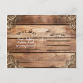 レースウッド ラスティック ヴィンテージ ウエスタン セイブ・ザ・デート 案内ポストカード (裏面)