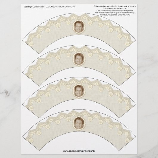 レースエッジカップケーキコージー – Beige – カスタマイズ可能 (正面)