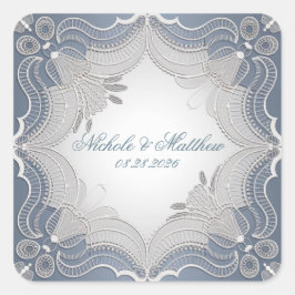 レースエレガントの結婚青いグラデーション スクエアシール