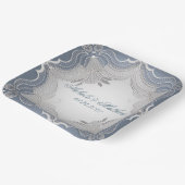 レースエレガントの結婚青いグラデーション ペーパープレート (傾斜あり)