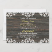レースエレガントオーナメントとウッド結婚式招待状 招待状 (裏面)
