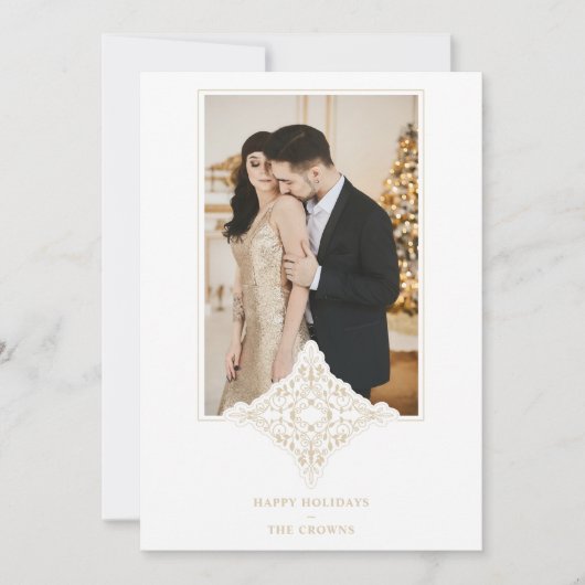 レースエレガントオーナメントエフェクトハッピーホリデーズフォト (正面)