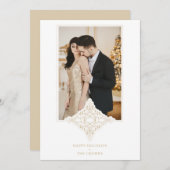 レースエレガントオーナメントエフェクトハッピーホリデーズフォト (正面/裏面)