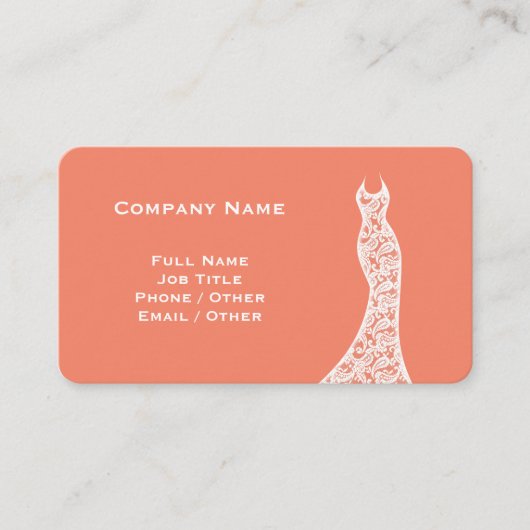 レースエレガントス結婚ドレスコーラル 名刺 (正面)