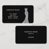 レースエレガントス結婚ドレス白黒 名刺 (正面/裏面)