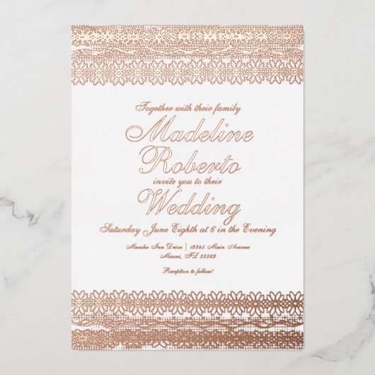レースエレガントス結婚プレス箔招待状 箔招待状 (正面)