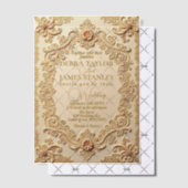 レースエレガントビクトリアン | ヴィンテージ結婚金ゴールド ベラム紙招待状 (オフセット (招待状))