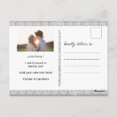 レースエレガントフォト婚約BBQパーティの招待状 ポストカード (裏面)