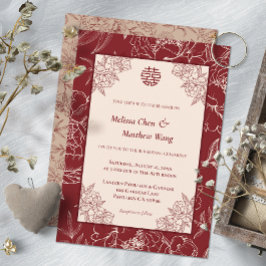 レースエレガントフローラ中国の結婚式招待状 案内状