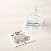 レースエレガント幽霊（弓） | フローラ幽霊 スクエアペーパーコースター (インサイチュ)