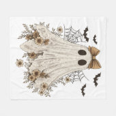 レースエレガント幽霊（弓） | フローラ幽霊 フリースブランケット (正面(横))