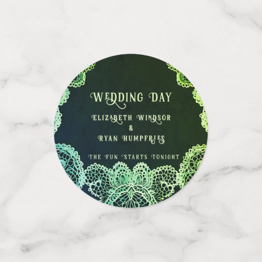 レースエレガント結婚式招待状コレクション コンフェッティ (スモール正面)