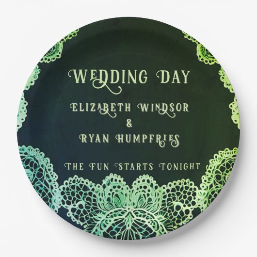 レースエレガント結婚式招待状コレクション ペーパープレート (正面)