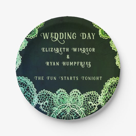 レースエレガント結婚式招待状コレクション ペーパープレート (正面)