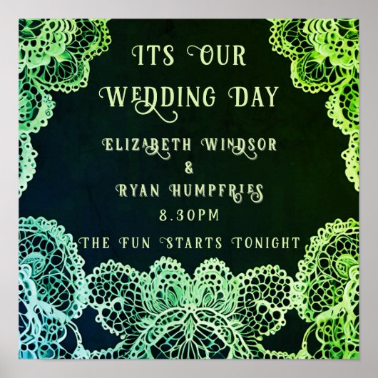 レースエレガント結婚式招待状コレクション ポスター (正面)