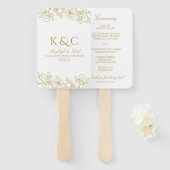 レースエレガント結婚式 プログラムファン |ヴィンテージ(金ゴールド) ハンドファン (正面&裏面)