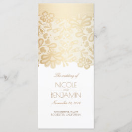レースエレガント金ゴールドと白結婚式 プログラム