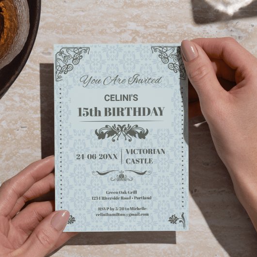 レースエレガント15th誕生日招待状-カスタム 招待状