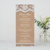 レースエレガント&クラフト素朴紙スリムディナーメニュー メニュー (スタンド正面)