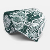 レースオンエメラルドグリーンフェイクベルベット ネクタイ (ロール)