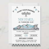 レースオンオーバーバースデー招待状 レーシングカーデザイン 招待状 (正面)