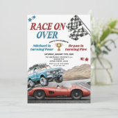 レースオンオーバーヴィンテージレーシングカージョイント誕生日 招待状 (スタンド正面)