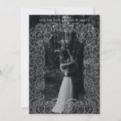 レースオーバーレイ結婚の写真日付を保存 サンキューカード (正面)