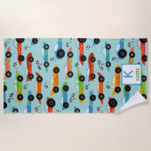 レースカッコいいカーのキッパーソナライズされたド ビーチタオル (正面)