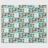 レースカッコいいカーキッズパーソナライズされた誕生日 ラッピングペーパー (フラット)