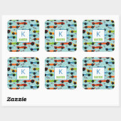 レースカッコいいカーパーソナライズされたキッズスクール保育園 スクエアシール (シート)