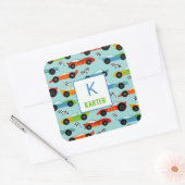 レースカッコいいカーパーソナライズされたキッズスクール保育園 スクエアシール (封筒)