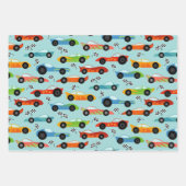 レースカッコいいカー子供の誕生日 ラッピングペーパーシート (正面)