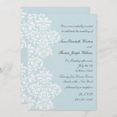レースカバーブルー結婚式招待状 招待状 (正面/裏面)