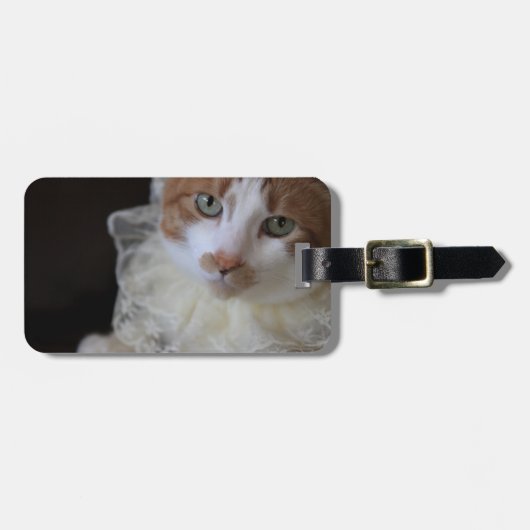 レースカラーの猫 ラゲッジタグ (正面横)