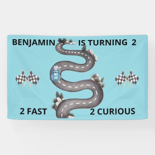 レースカーお誕生日おめでとう バナー 2 名前入り 横断幕 (横)