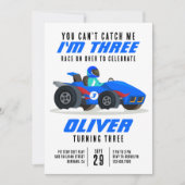 レースカーが私に3回目の誕生日パーティーをキャッチできない 招待状 (正面)