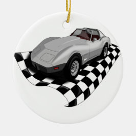 レースカーのクリスマスのオーナメント セラミックオーナメント