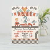 レースカーのテーマの招待状 - 子供に最適 招待状 (スタンド正面)